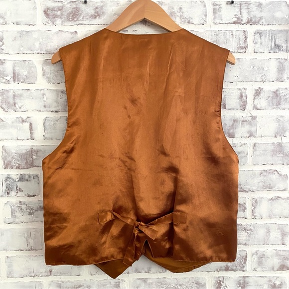 Vintage Suede Leather Vest • Brown Tan Embroidered Vintage Vest • AJ Leather - Picture 5 of 9